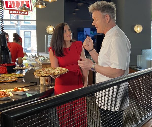 erin with pizza gordon